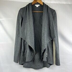 Helmut Lang 100% Wool Dark Grey Cowl Neck Full Zip Jacket Size S